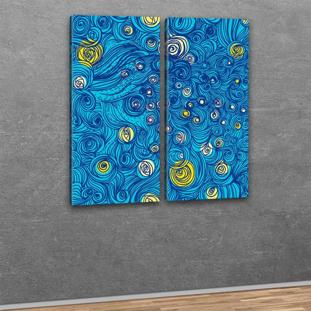 Kunstdruck - 2-teilige Leinwand - van Goghs Sternennacht
