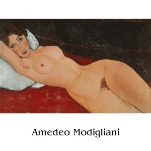 Kunstdruck Amedeo Modigliani Liegender Frauenakt auf weißem Kissen 50x40cm