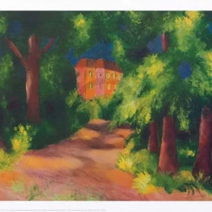 Kunstdruck August Macke - Rotes Haus im Park 70x50cm