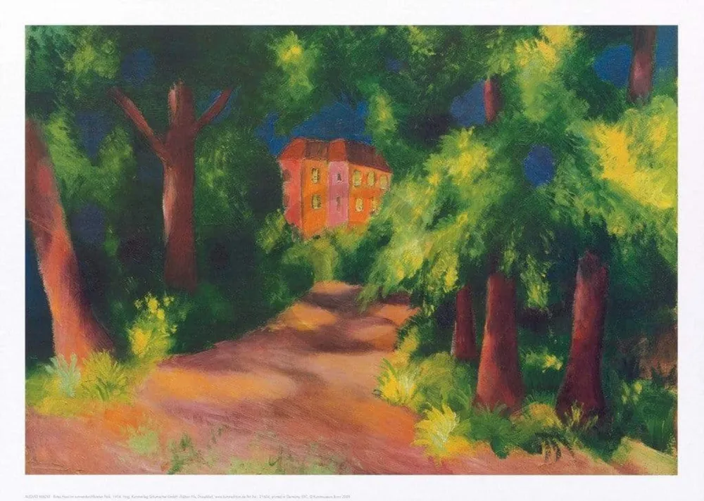 Kunstdruck August Macke - Rotes Haus im Park 70x50cm