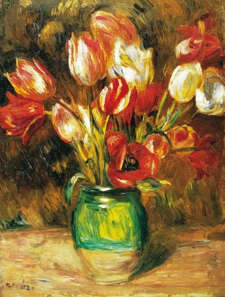 Kunstdruck Auguste Renoir - Tulips Vase 60x80cm