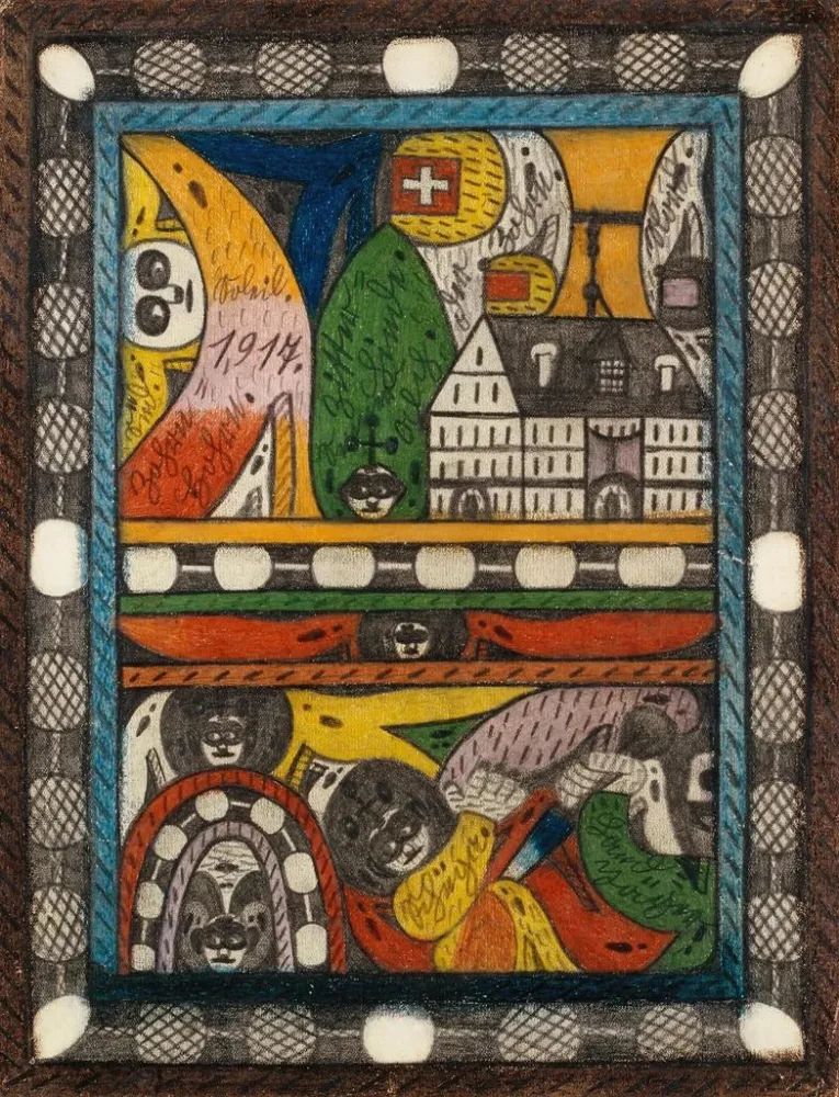 Kunstdruck Das Zohrn Schiiga und der LandJger - Adolf Wölfli | Kunstdruck