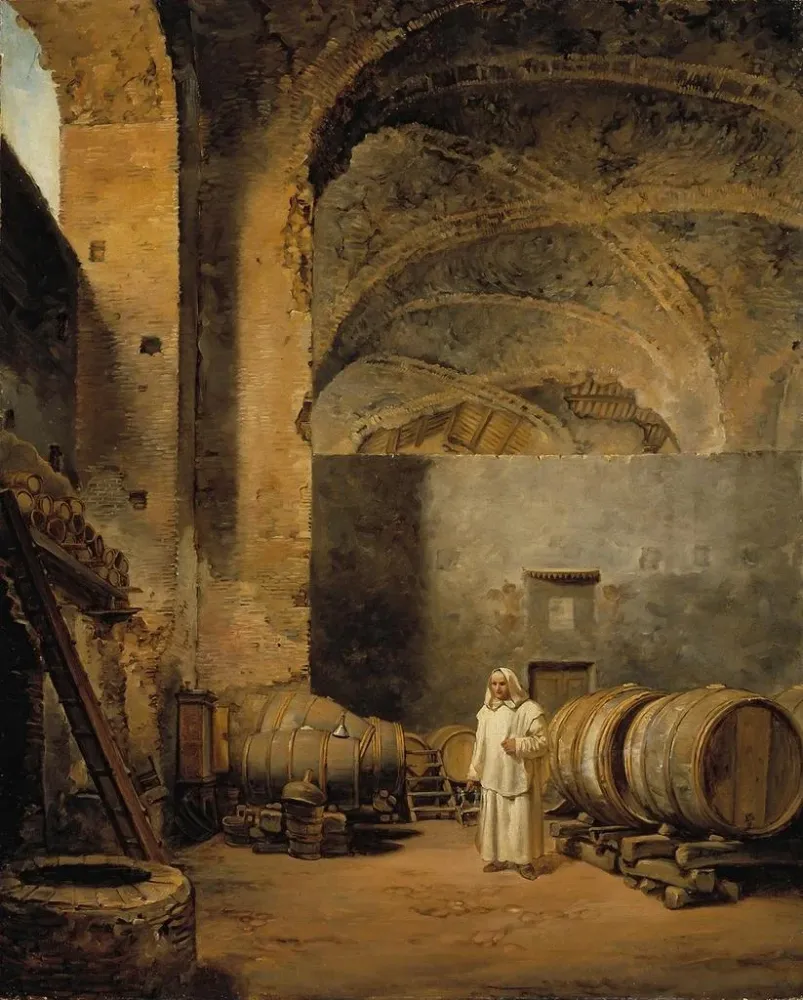 Kunstdruck Ein Mönch einer eine Weinkeller verwandelten Ruine - Alexander Laurus | Kunstdruck