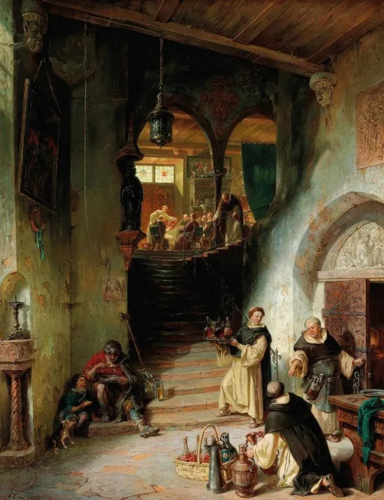 Kunstdruck Ein wichtiger Gast im Kloster - August von Wille