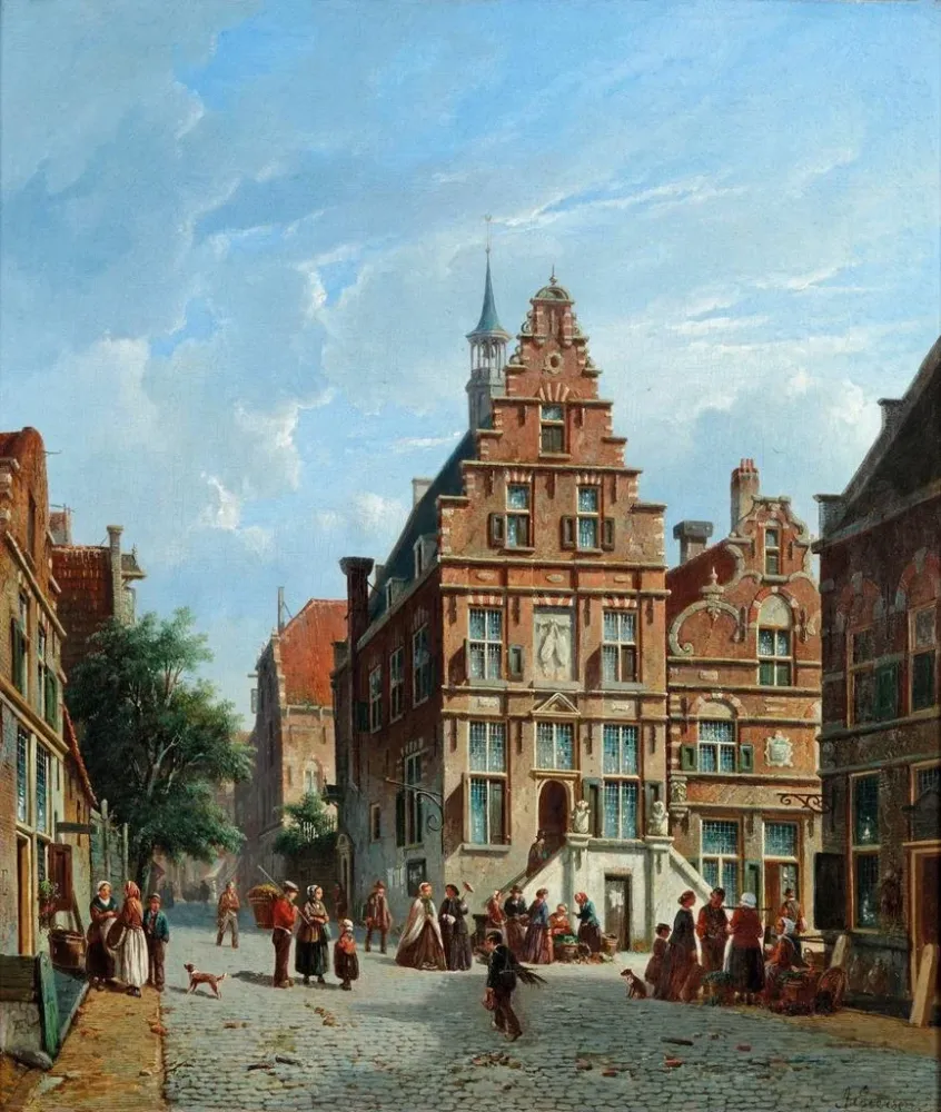 Kunstdruck Eine Ansicht des Rathauses von Oudewater - Adrianus Eversen | Kunstdruck