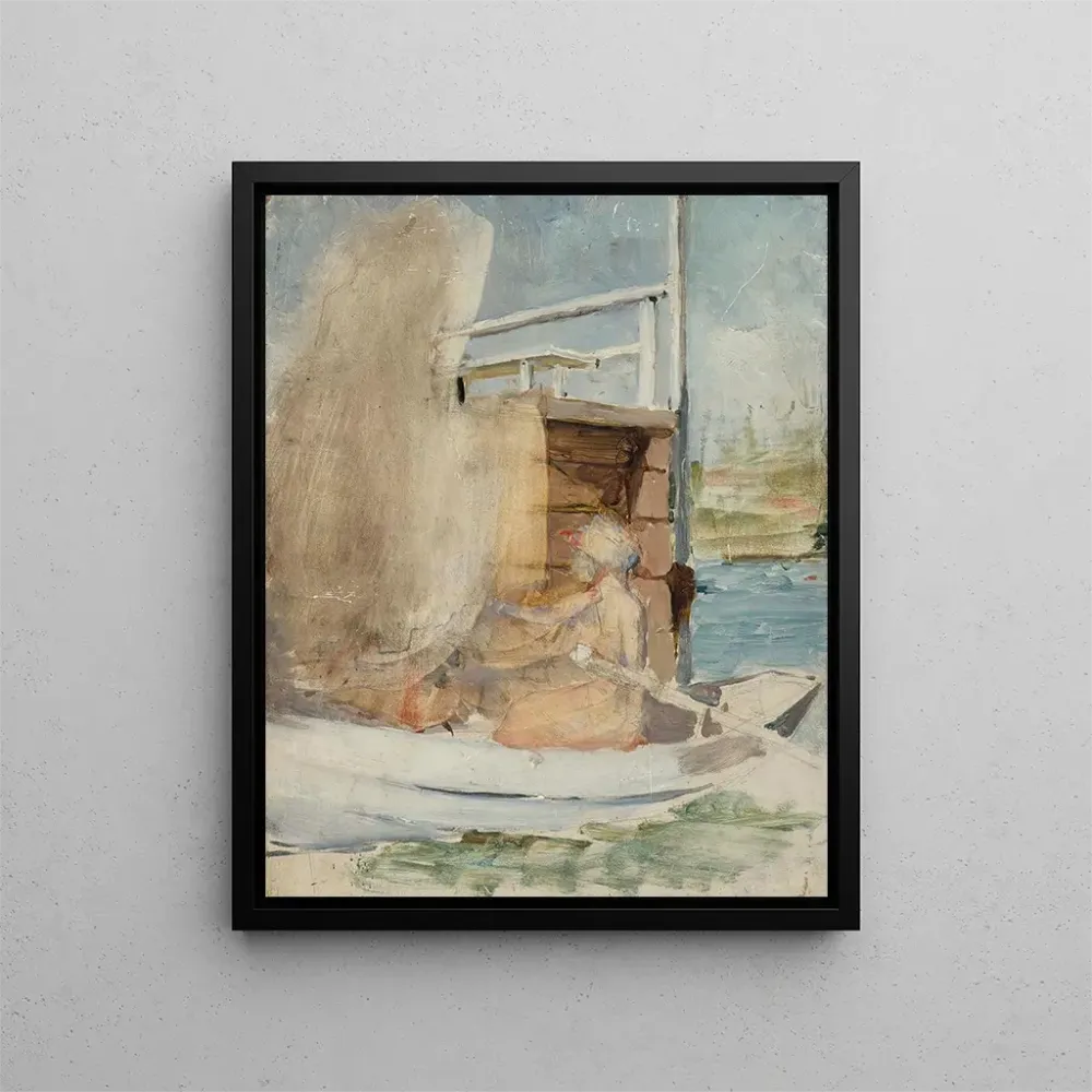 Kunstdruck Eine Frau einem Boot am Kai (Konflikt der Fälle) - Albert Edelfelt | Kunstdruck