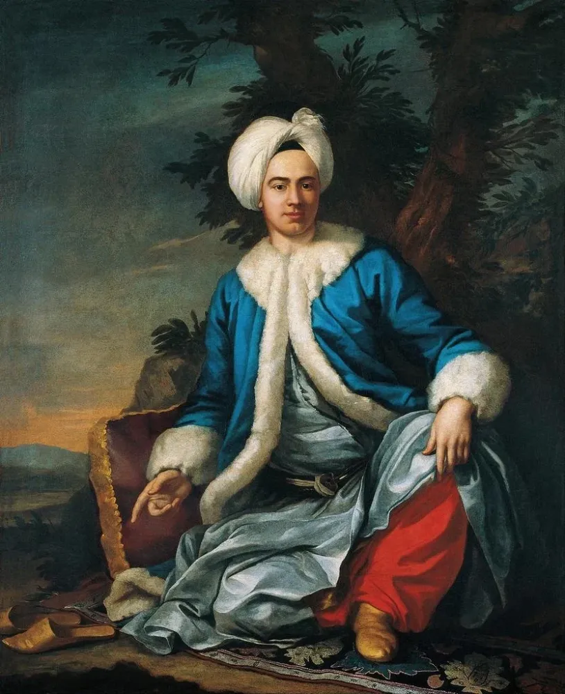 Kunstdruck eines europäischen Mannes türkischer Tracht (Konflikt der Fälle) - Antoine De Favray | Reproduktion