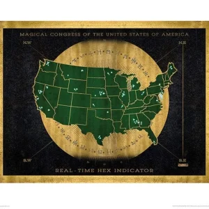 Kunstdruck Fantastic Beasts - Hex indicator map 40x50cm