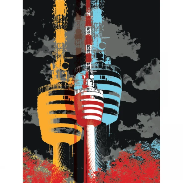 Kunstdruck Fernsehturm – schwarzer Hintergrund