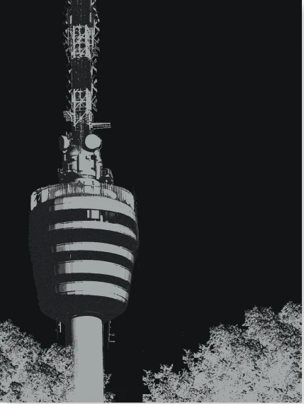 Kunstdruck Fernsehturm – schwarzer Hintergrund