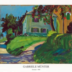 Kunstdruck Gabriele Münter - Sommer 1908 Haus mit Apfelbaum 90x70cm
