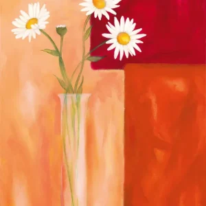 Kunstdruck Günter Gohn - Margeriten mit Siena-Braun 60x80cm