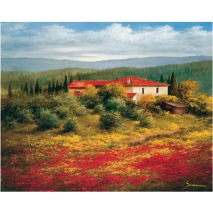 Kunstdruck Heinz Schölnhammer - Landschaft mit Mohn II 60x50cm