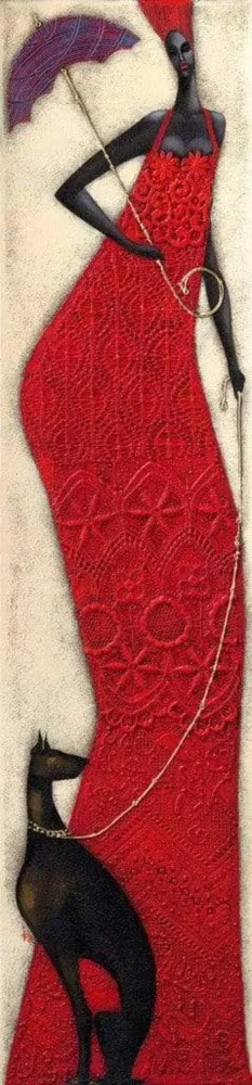 Kunstdruck Ira Tsantekidou - Lady Red 32x128cm
