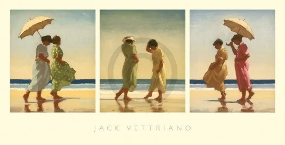 Kunstdruck Jack Vettriano - Summer Days Triptychon 70x36cm