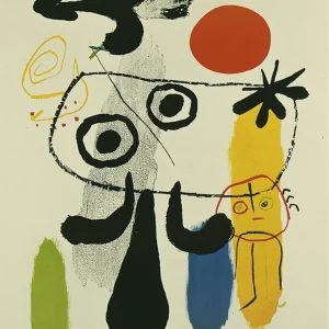 Kunstdruck Joan Miro - Figur gegen rote Sonne II 70x100cm