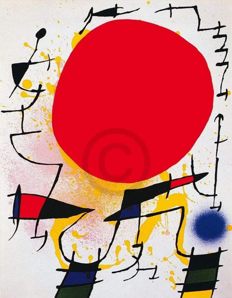 Kunstdruck Joan Miro - Le soleil rouge 60x80cm
