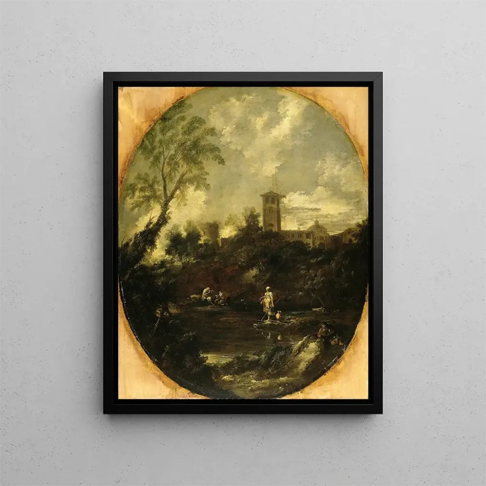 Kunstdruck Landschaft mit pilgernden Mönchen und einer Bäuerin - Antonio Francesco Peruzzini | Kunstdruck
