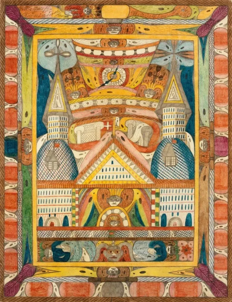 Kunstdruck LeantikaRiesenGrandHottell à LionSee Indien - Adolf Wölfli
