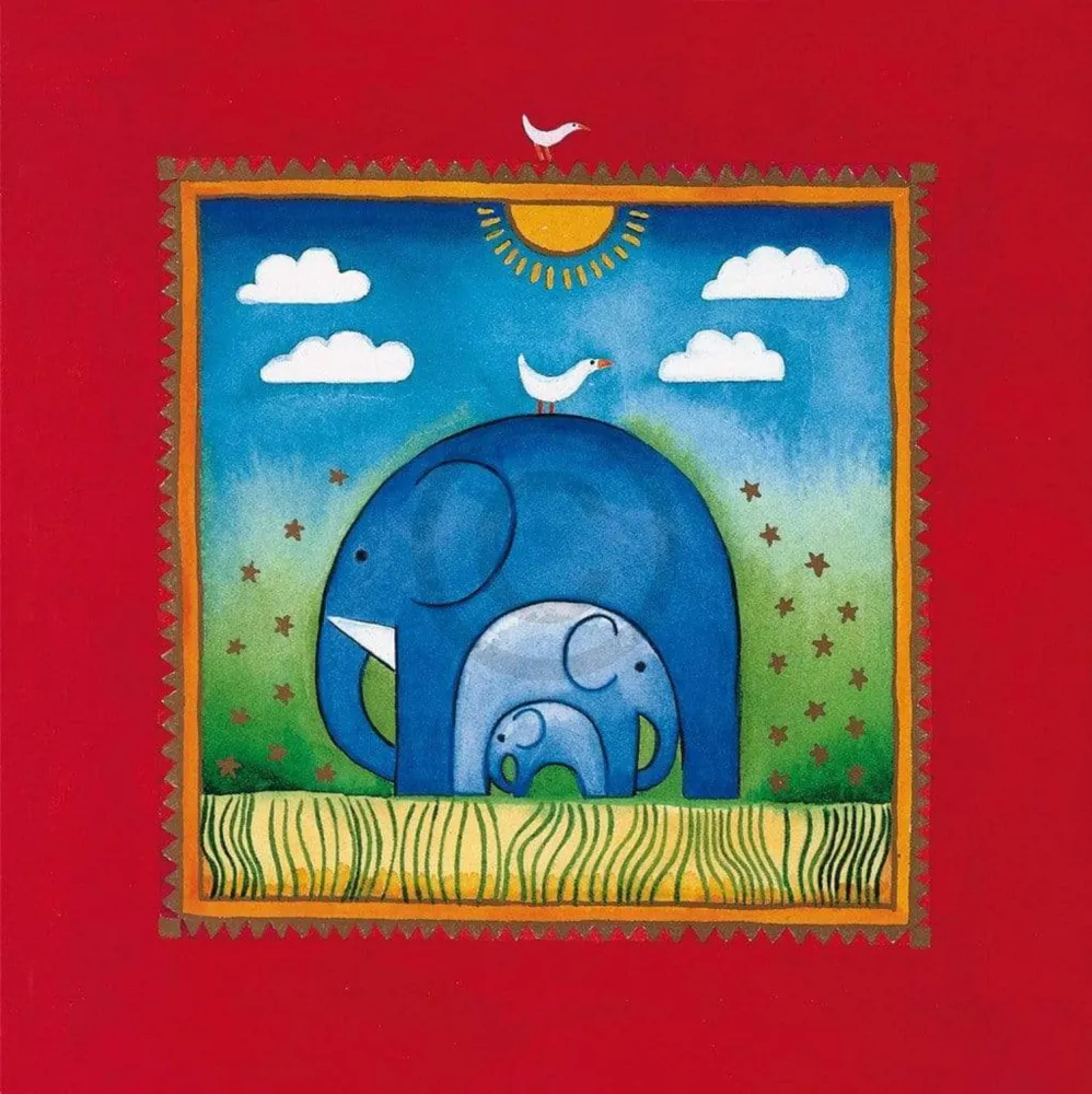 Kunstdruck Linda Edwards - Three little elephants 40x40cm