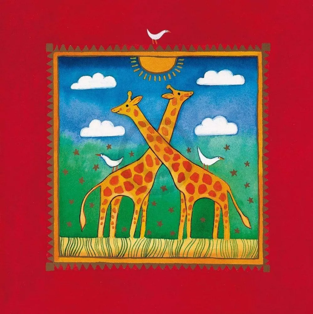 Kunstdruck Linda Edwards - Two little giraffes 40x40cm