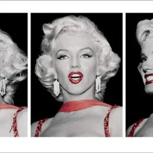 Kunstdruck Marilyn Monroe - Red Dress Triptych 100x50cm