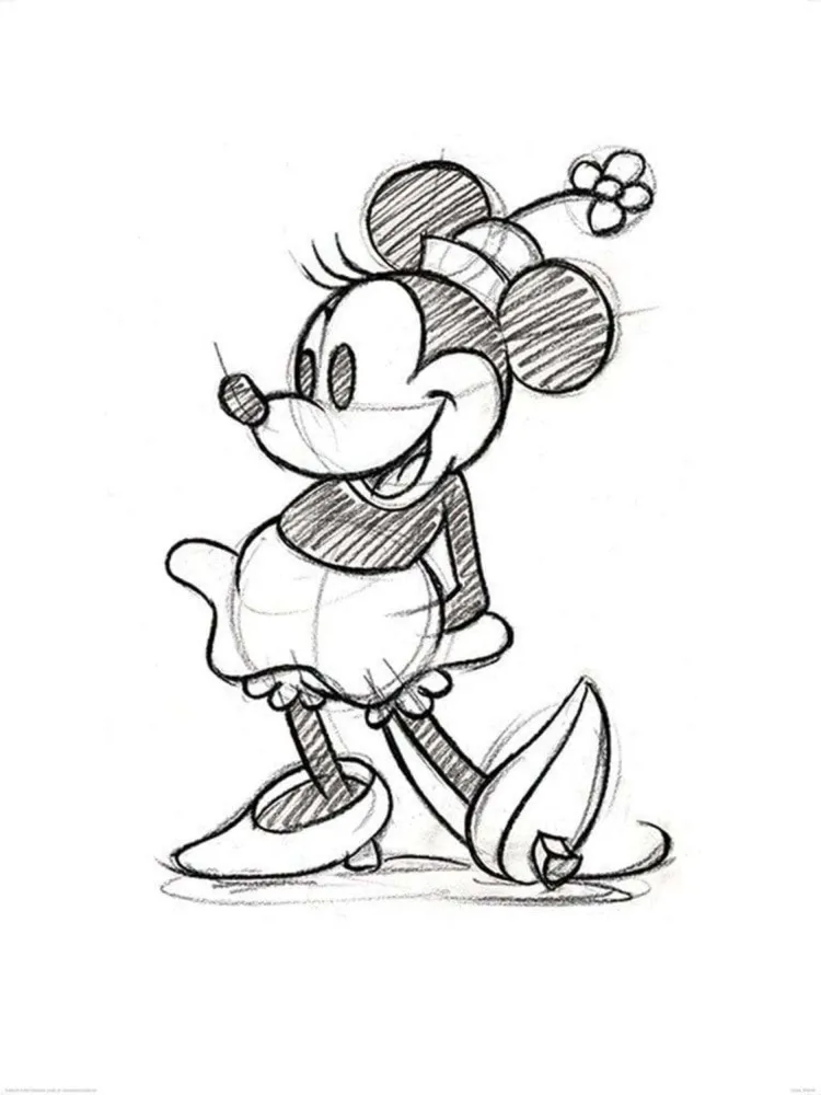 Kunstdruck Minnie Mouse - Sketched Single 60x80cm