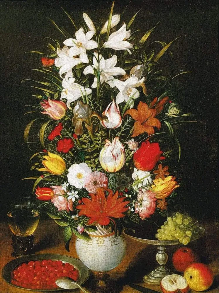 Kunstdruck Pieter D. J. Brueghel - Vaso ornato di fiori 60x80cm
