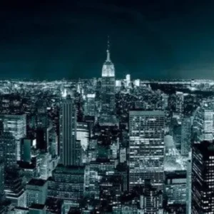Kunstdruck Shutterstock - Manhatten Skyline at Night 95x33cm