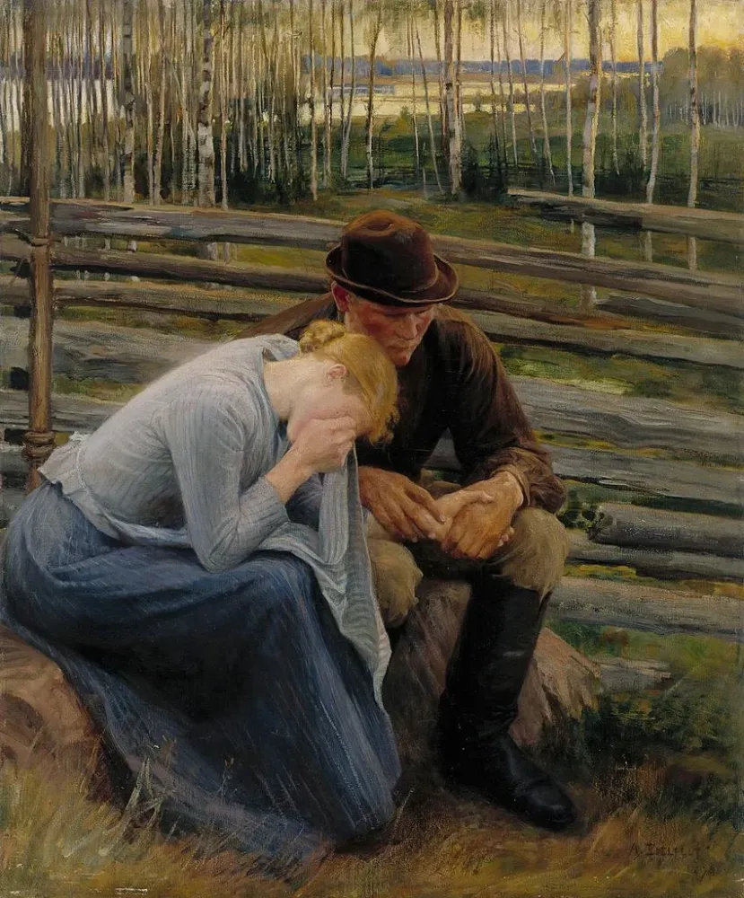 Kunstdruck Variation sur la tristesse de l'illustration du poème « À la foire de Vernamo » - Albert Edelfelt | Reproduktion