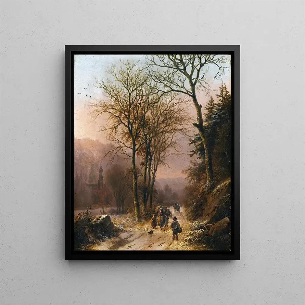 Kunstdruck von Personnages sur une route d'hiver - Barend Cornelis Koekkoek