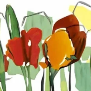 Kunstdruck Walter Muth - Rote Blumen Trilogie II 100x70cm