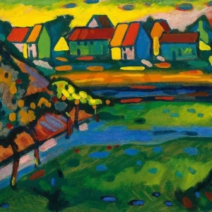 Kunstdruck Wassily Kandinsky - Bayrisches Dorf mit Feld 80x60cm
