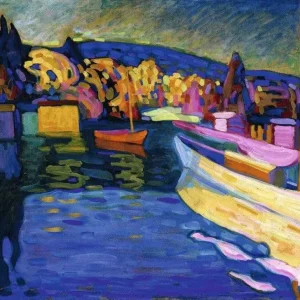 Kunstdruck Wassily Kandinsky - Herbstlandschaft mit Booten 80x60cm