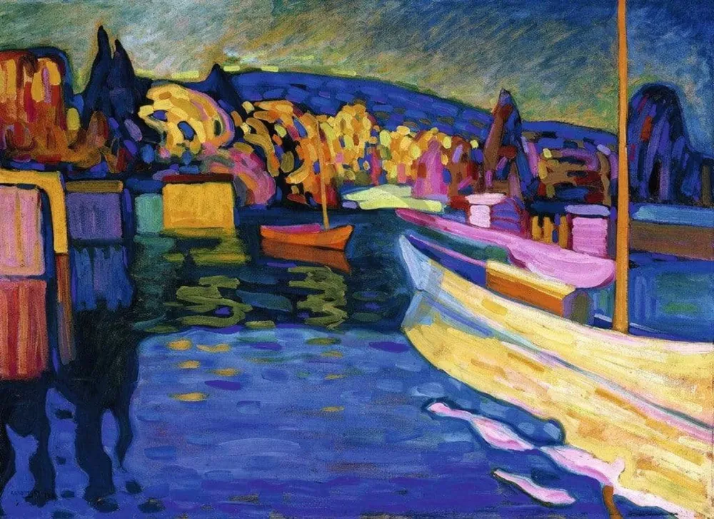 Kunstdruck Wassily Kandinsky - Herbstlandschaft mit Booten 80x60cm