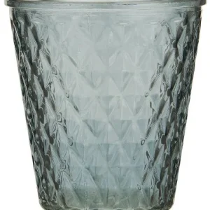 Ib Laursen Teelichthalter Karomuster blaugrün Glas | 10,5x9,5 cm | Windlicht