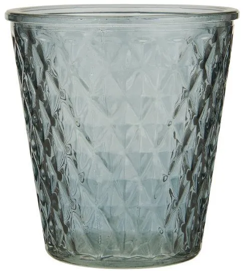 Ib Laursen Teelichthalter Karomuster blaugrün Glas | 10,5x9,5 cm | Windlicht