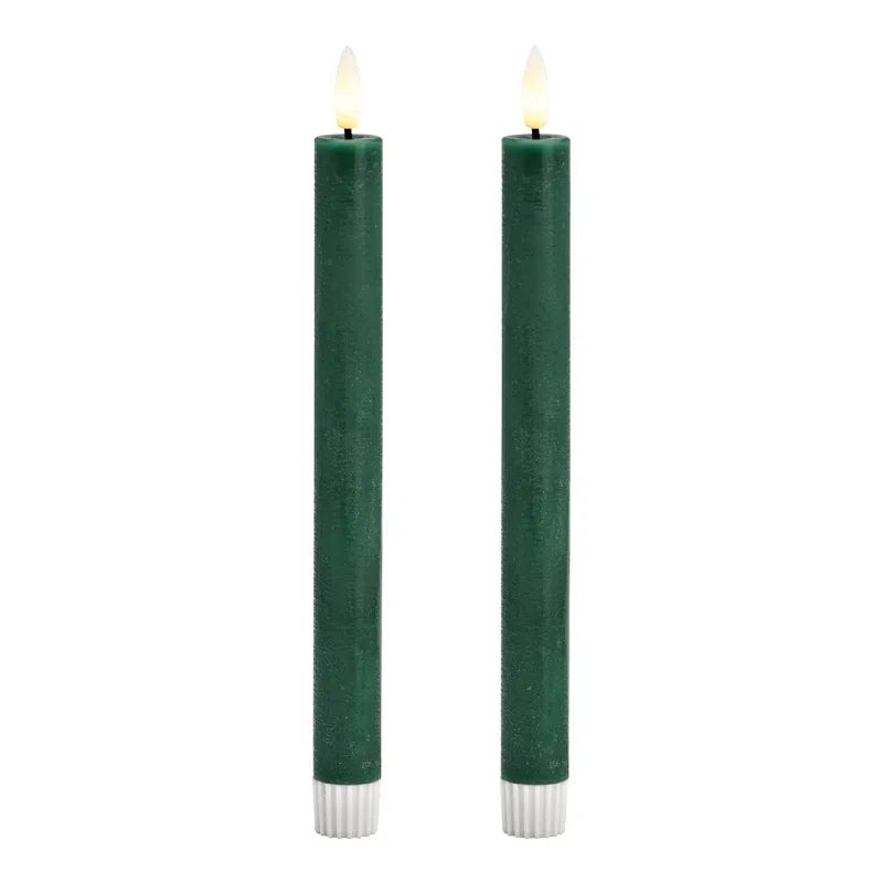 LED Stabkerzen Set 2-er Set, aus Wachs grün