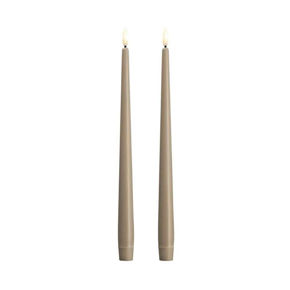 LED Stabkerzen 2 Stk 2,3 x 30 cm kit grey