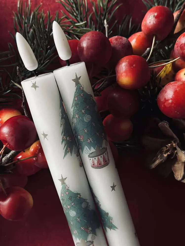 LED Stabkerzen 2 Stk. - Weihnachtsmotiv