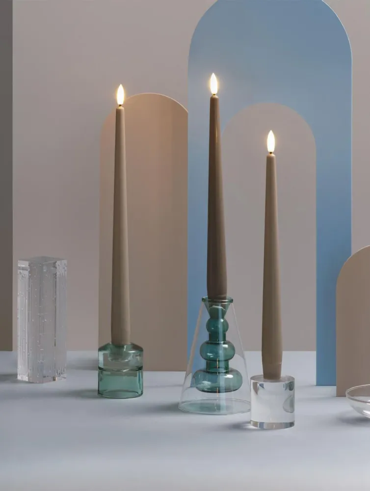 LED-Stabkerzen 2er-Set - Dark Sand