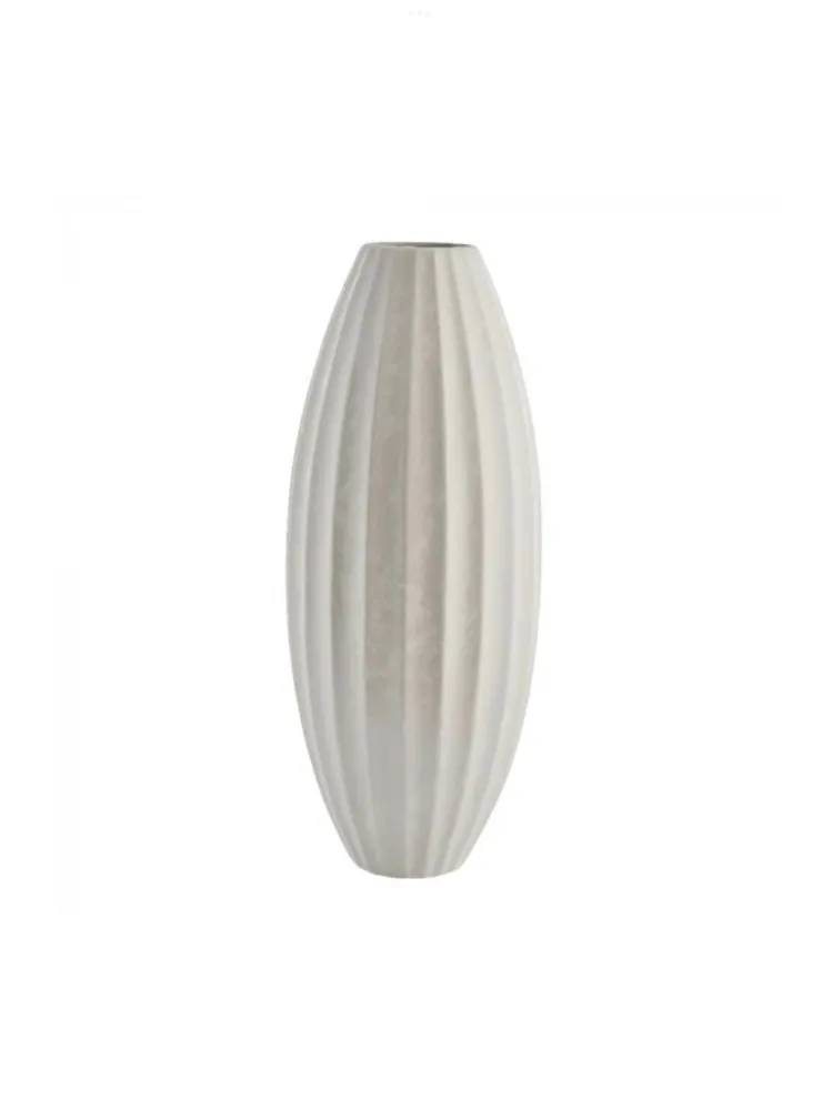 Lene Bjerre | Dekovase „Esme“ off white – handgefertigte Keramikvase mit Reliefstruktur (H51 cm)