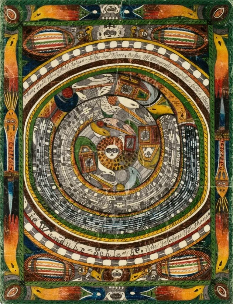 L'horloge murale Snake d'une heure - Adolf Wölfli | Kunstdruck
