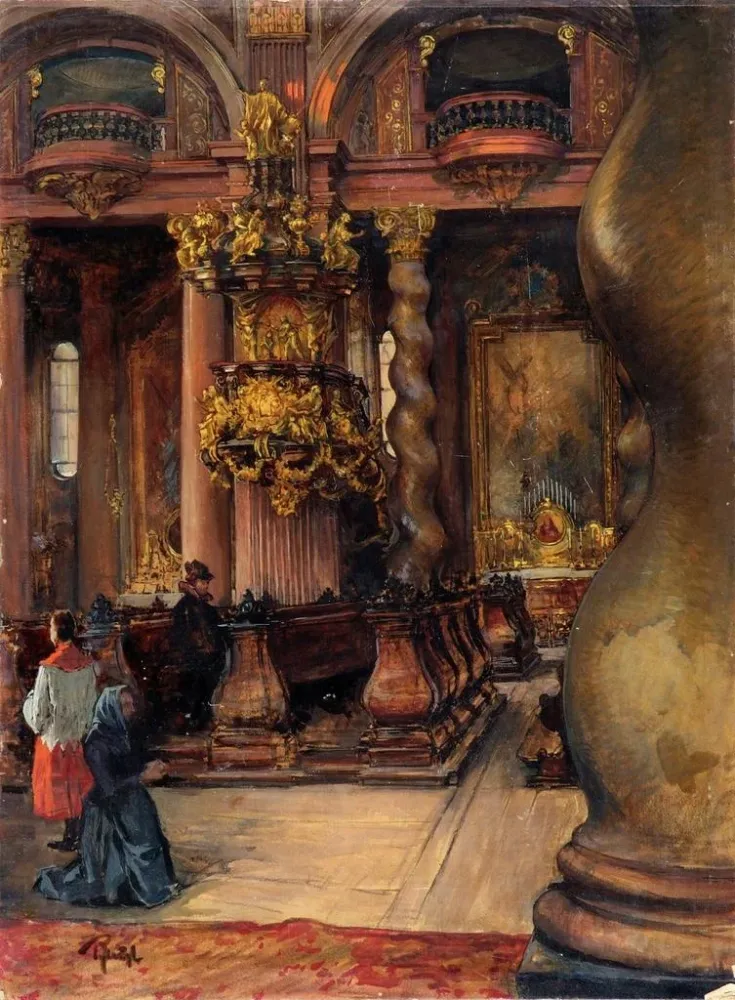 L'intérieur de l'église universitaire de Vienne - Alfred Edler von Pflügl | Kunstdruck