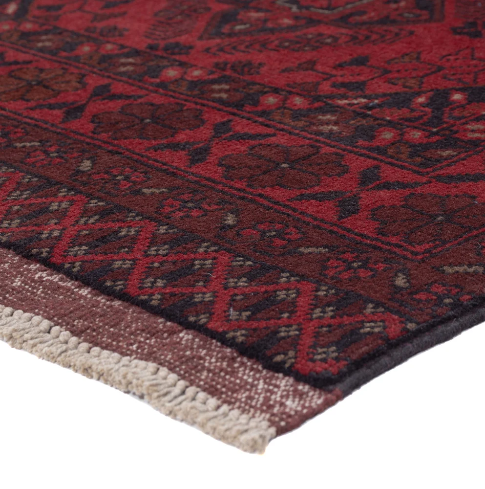 Läufer Afghan - Kunduz - 297 x 80 cm - dunkelrot