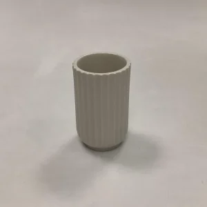 Lyngby Vase, Weiß gerillte Form ca. 8cm.