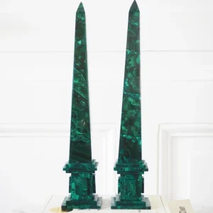 Malachit Obelisk SET ca. 29.5cm - aus DRC Handcarved