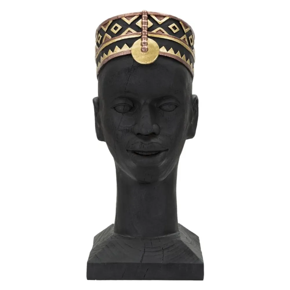 Afrikanischer Männerkopf-Skulptur im Ebenholz-Stil Mauro Ferretti