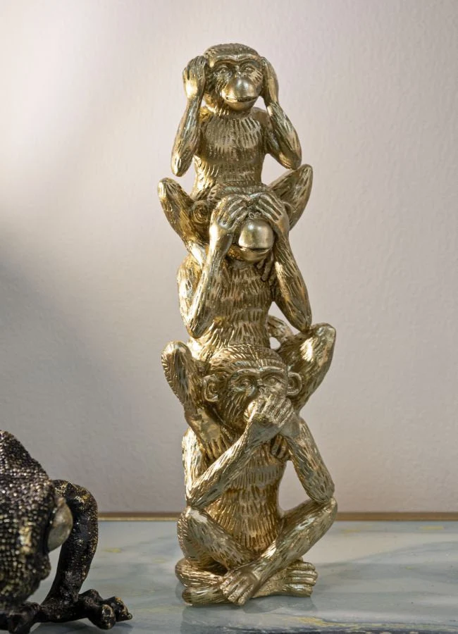 Drei-Affen-Figur – Verspielte, gestapelte Skulptur Mauro Ferretti