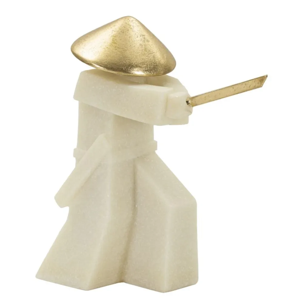 Dynamische Samurai-Statue mit goldener Rüstung – Japanische Kunstdekoration Mauro Ferretti